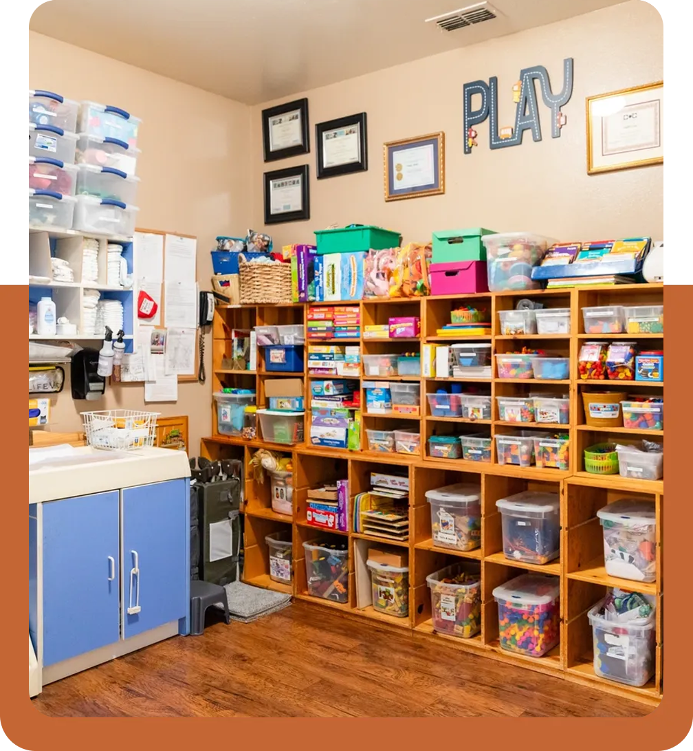 A room filled with lots of shelves and bins.