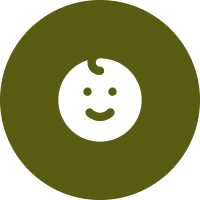 A green circle with a white face on it.