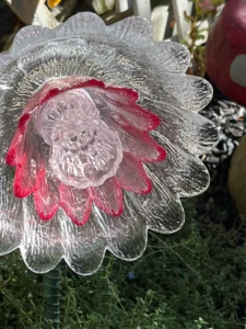 A close up of the flower in the glass